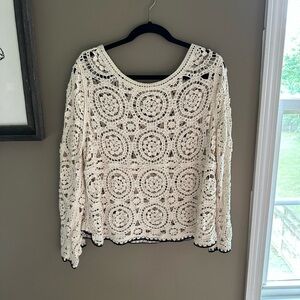 Ultra Pink Cream Crochet Blouse